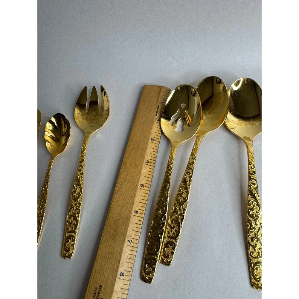 Americana Golden Heritage Gold Electroplate Flatware Hostess Serving Set 6pc